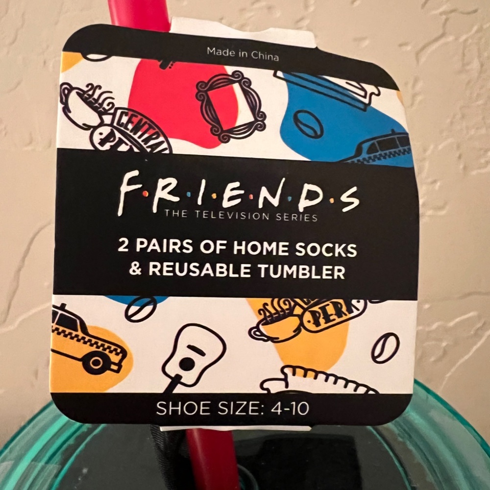 NWT "Friends" Bundle - Tumbler, Socks-2, Bottle Opener Magnet & Trivia Coasters - Picture 5 of 7